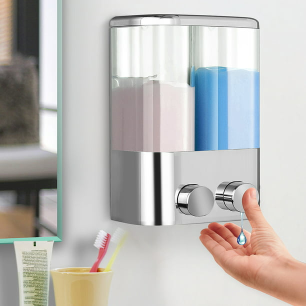 Double Wall Mount Soap Shampoo Shower Gel Dispenser Liquid Foam Lotion ...