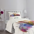 thumbnail image 3 of Ambesonne Detroit Quilted Bedspread Set 2 Pcs, Watercolor Art Skyline, Twin Size, Multicolor, 3 of 5
