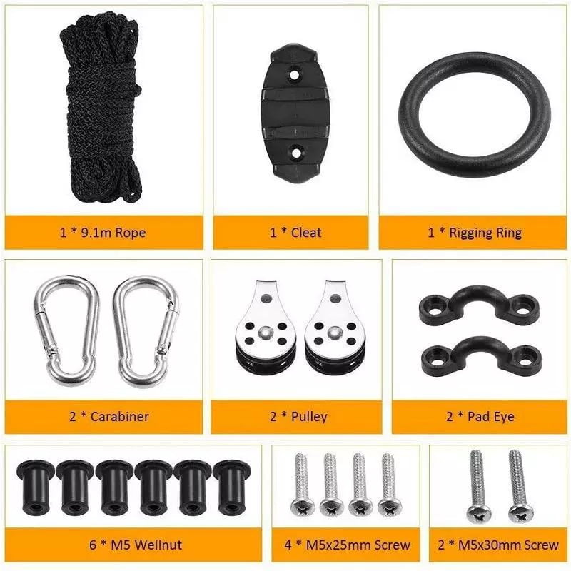 ISURE Marine Anchor Rope Kayak Accessory Rigging Ring Pulley Forming Clamp Kayak Accessory Rope Buckle with Screws