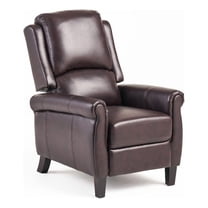 Benjara Manual Recliner Lounge Chair- Burgundy Brown Faux Leather Upholstery