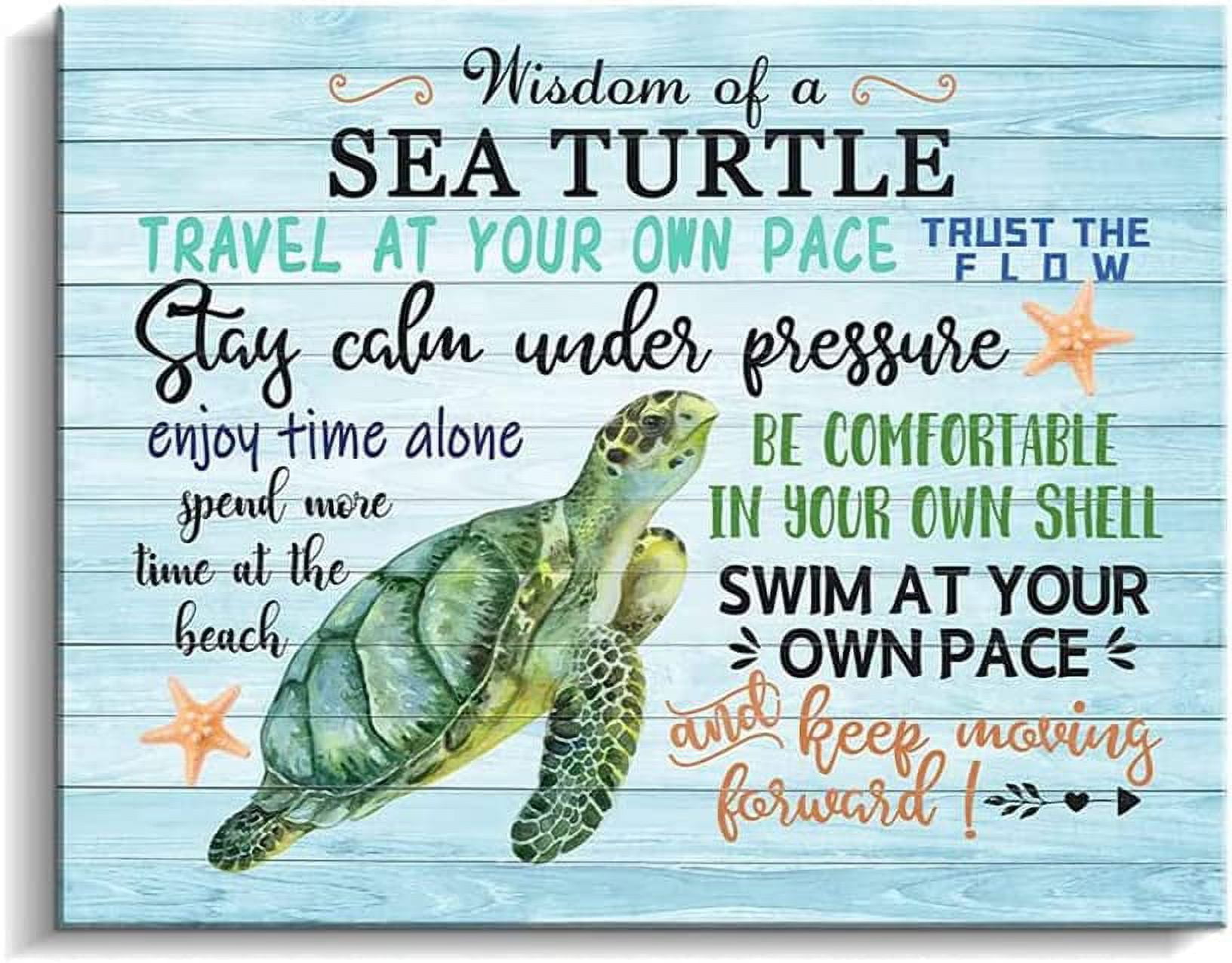 Framed Sea Turtle Canvas Art Bathroom Wall Decor - Wisdom Sea Turtle  Inspirational Quotes Artwork for Home Decor, 12x15 Inches… 
