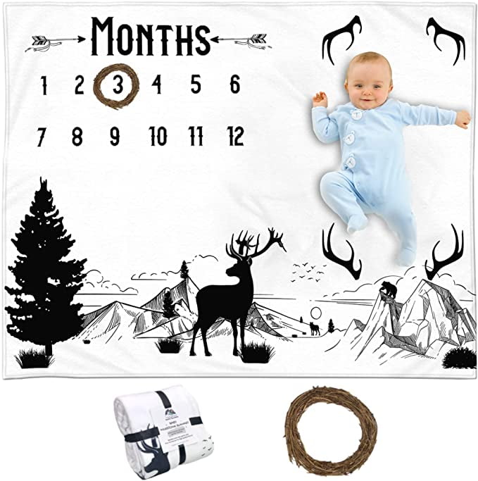 Kemina Blankets Monthly Milestone Blanket for Boy Milestone Blanket