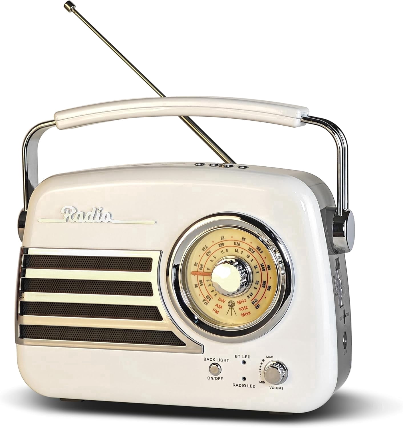 Topteng Retro Radio Bluetooth Tabletop Radio, 12.6x8.3x5.7in