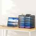 thumbnail image 4 of 14 Compartments Paper Organizer for Desk, Mesh Literature Organizer, Mail File Sorter Tray with Handle, Desktop Mailbox for Office Classroom Home, Black, 4 of 10