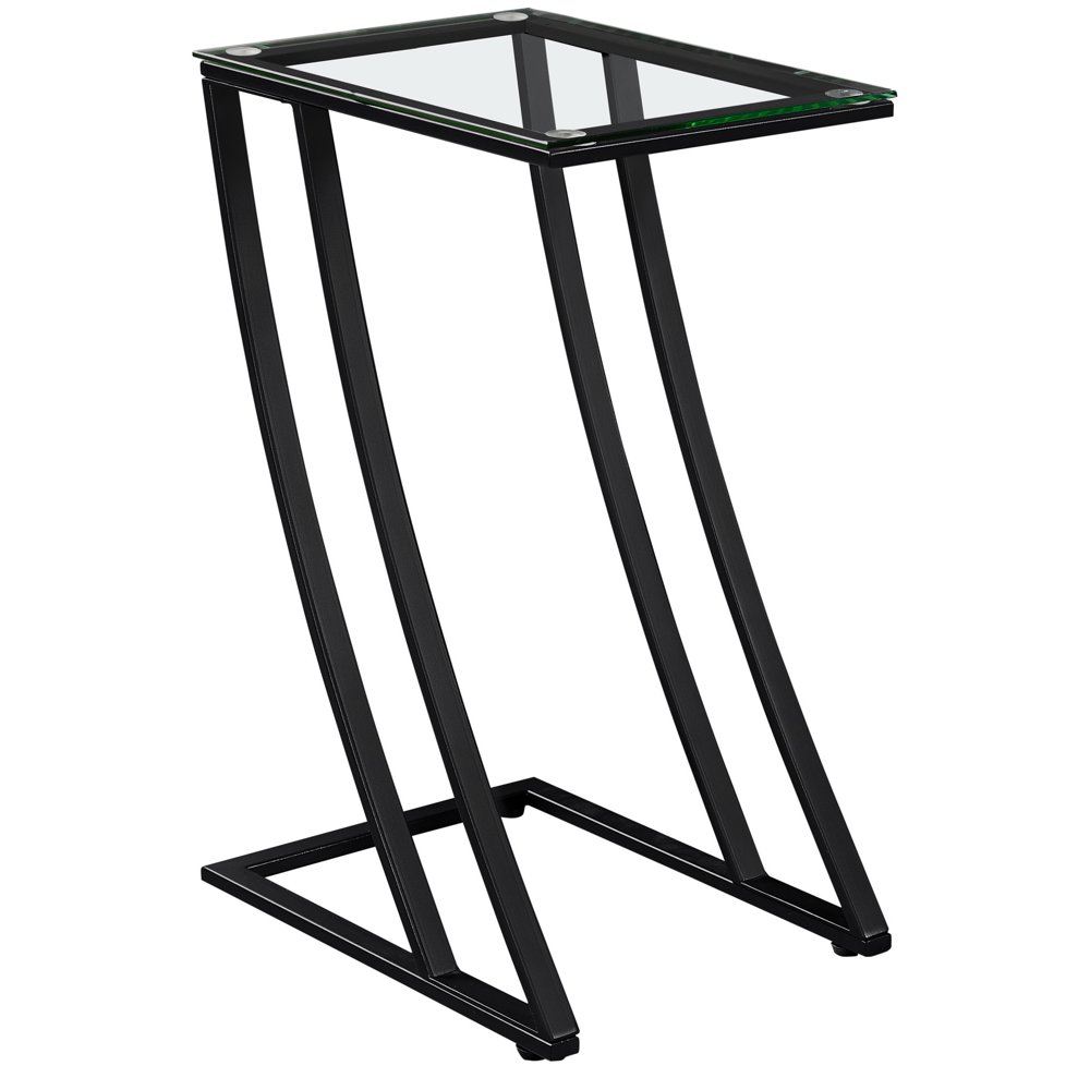 ACCENT TABLE BLACK METAL WITH TEMPERED GLASS