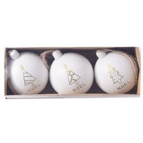 Kbndieu 3PCS Christmas Balls Ornaments Gifts Set, 60MM/2.36" Wooden Christmas Tree Decorations Shatterproof Hanging Ornaments for Wedding Christmas