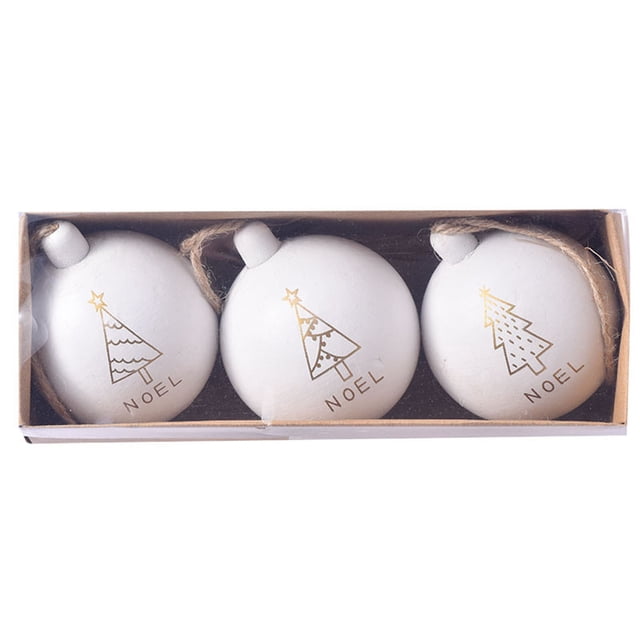 xihome Juego de 3 adornos navideños de madera en forma de bolas de 6 cm (2,36 pulgadas), con veta natural. Decoracin festiva para el rbol.