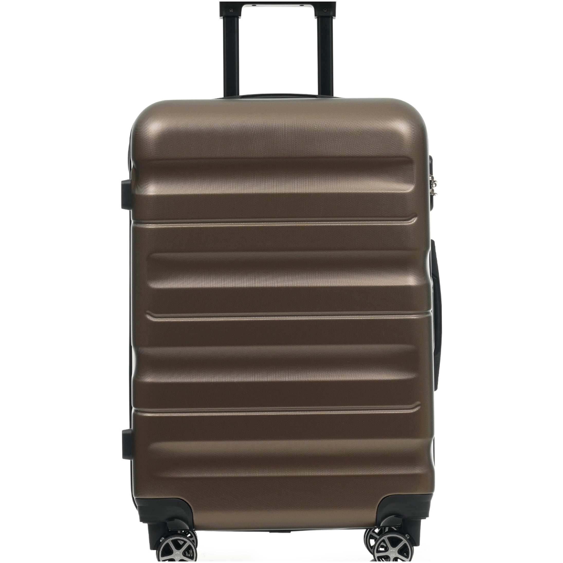 6-Piece ABS Hardshell Luggage Set with Spinner Wheels, Lightweight & Durable Suitcases for Air Travel, Brown
