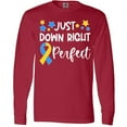 thumbnail image 3 of Inktastic Just Down Right Perfect Down Syndrome Awareness Ribbon Long Sleeve T-Shirt, 3 of 5