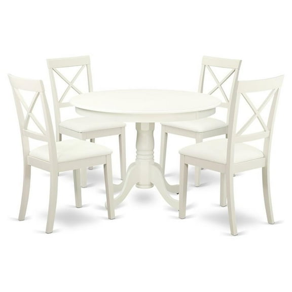 Atlin Designs 5-piece Wood Dining Table Set in Linen White