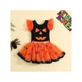 thumbnail image 3 of Qmyliery Two Piece Baby Girl’s Clothes Halloween Printed Fly Sleeve Romper and Mesh Yarn Short Skirt,3-24 Months, 3 of 9