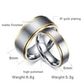 thumbnail image 2 of 316L Stainless Steel Silver Brushed Gold Plating Bands Men Women's Couple Rings, 2 of 8