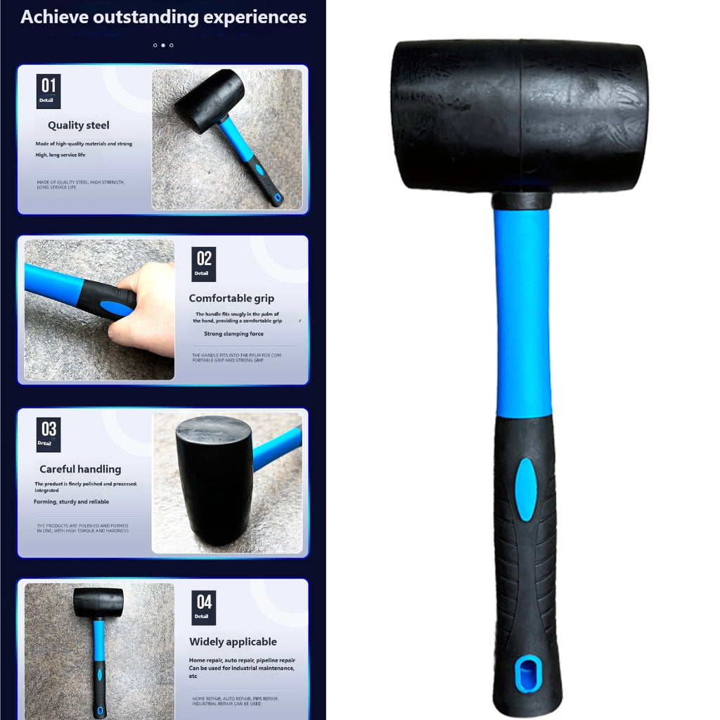 MOMOJIA Nonslip Handle Rubber Construction Hammer Mallets For Precise Flooring Tile Work
