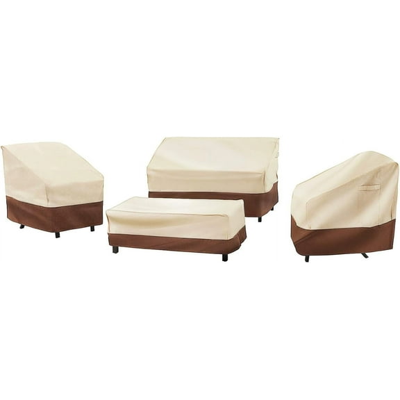 Patio Furniture Cover Set, 4 Piece Outdoor Furniture Cover Waterproof, 600D Heavy Duty Lawn Patio Set Covers