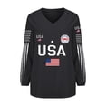 thumbnail image 3 of Helii Women's Independence Day 250th Anniversary Printed V Neck Long Sleeve T Shirt Vintage 1776-2026 USA Flag T Shirts 4th of July Summer Patriotic Tops Black L, 3 of 3