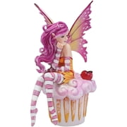 Ebros Colorful Amy Brown Pink Cherry Cupcake Fairy Statue Sweet Tooth Collection