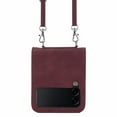 thumbnail image 2 of Nalacover For Samsung Galaxy Z Flip 3 Case,Shockproof Premium PU Leather Magnetic Clasp Flip for Women Men Cover with Removable Adjustable Crossbody Shoulder Strap For Samsung Galaxy Z Flip 3,Winered, 2 of 5