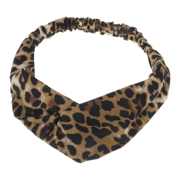 Unique Bargains 1 Pc Fashion Leopard Pattern Cross Elastic Hairband for Women Coffee