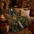 thumbnail image 3 of Enchanted Nighttime Deer Family At Forest Stream Wildlife, Peaceful Mountain Lake Scene, Warm Flannel Blanket for Cabin and Lodge, Outdoor Lovers Camping Gift, Rustic Home Decor, 3 of 9