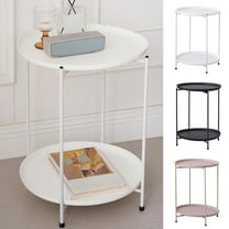 YOTQUSKI 2 Tier Small Side Table, Round End Table, Accent Table, Small Nightstand, Mobile Waterproof Concise Small Tables for Living Room, Bedroom, Balcony