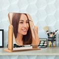 thumbnail image 2 of Wood Makeup Mirror Dressing Table Mirror 360 Swivel Desktop Mirror Square Mirror For Dressing Table Desk, Bathroom, Bedroom lin, 2 of 4