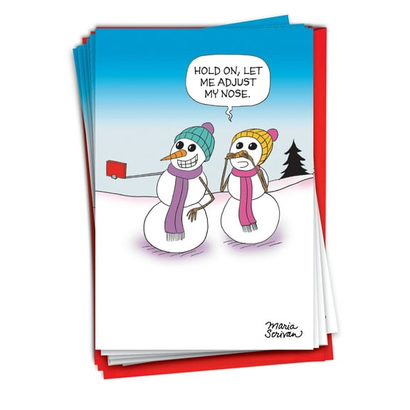NobleWorks, Nose Adjustment - 12 Funny Christmas Cards Boxed - Bulk Set, C10160XSG-B12x1