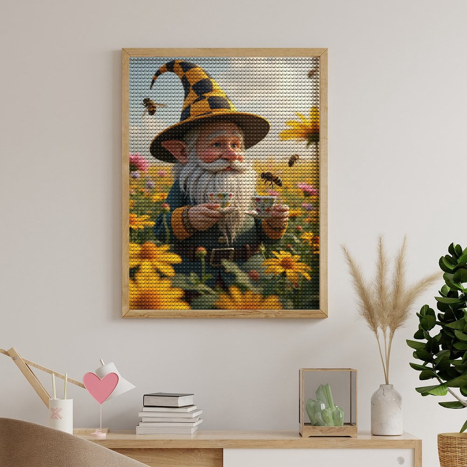Diamond Art Kits for Adults, Elder Elf Tea Time In Meadow 5D Diamond Painting Kits for Adults Beginners, DIY Full Drill Diamond Painting, Gem Art and Crafts 12x16