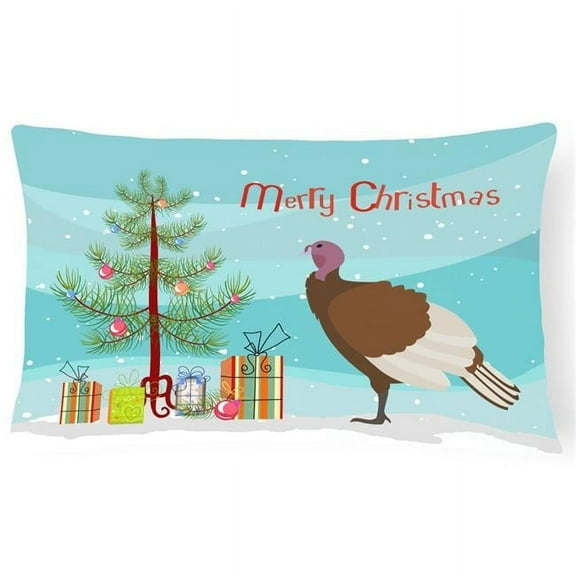 Carolines Treasures BB9349PW1216 Bourbon Red Turkey Hen Christmas Canvas Fabric Decorative Pillow, Teal, 12H x16W,