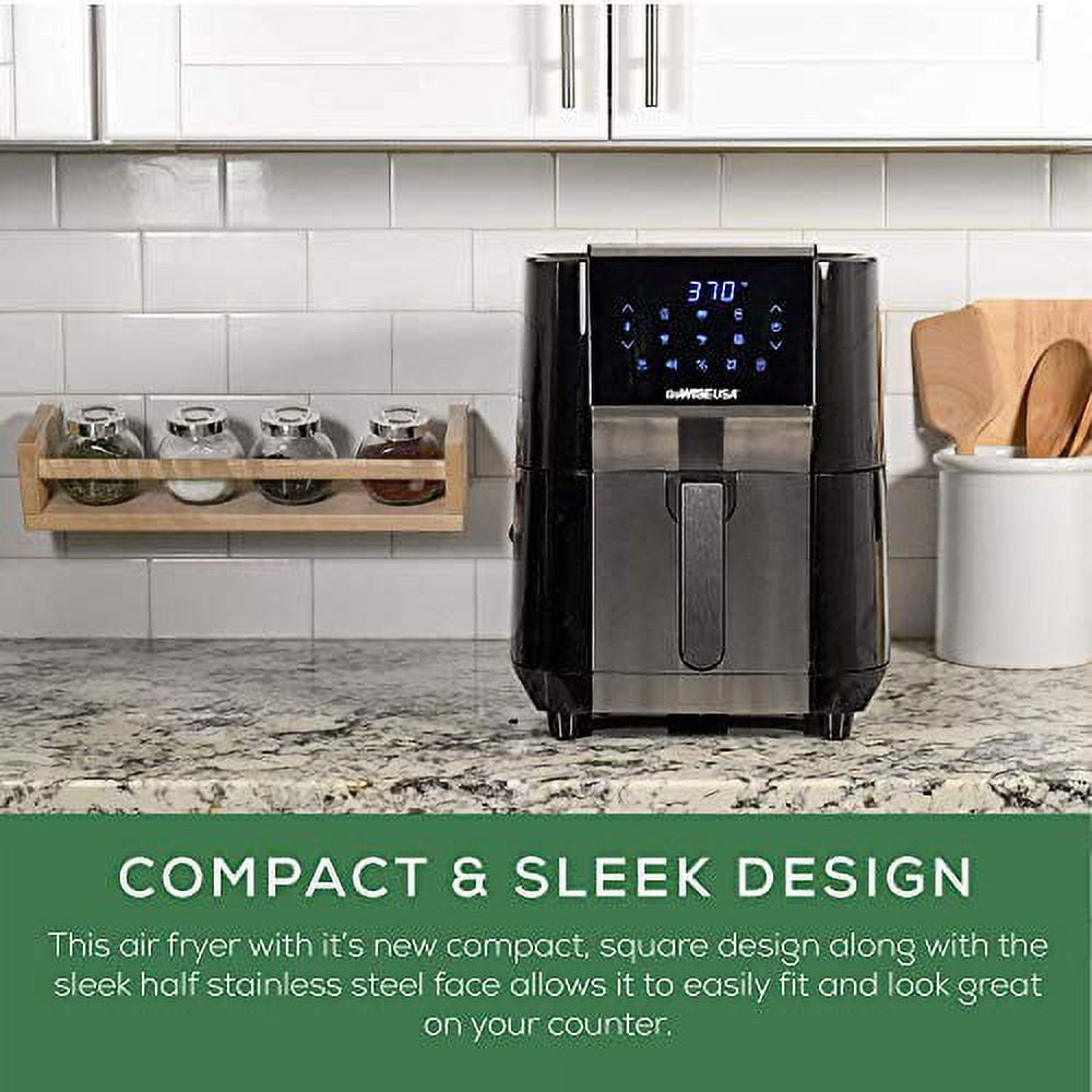GoWISE USA 7-Quart Air Fryer & Dehydrator Max & 3 Stackable Racks, Black/Silver
