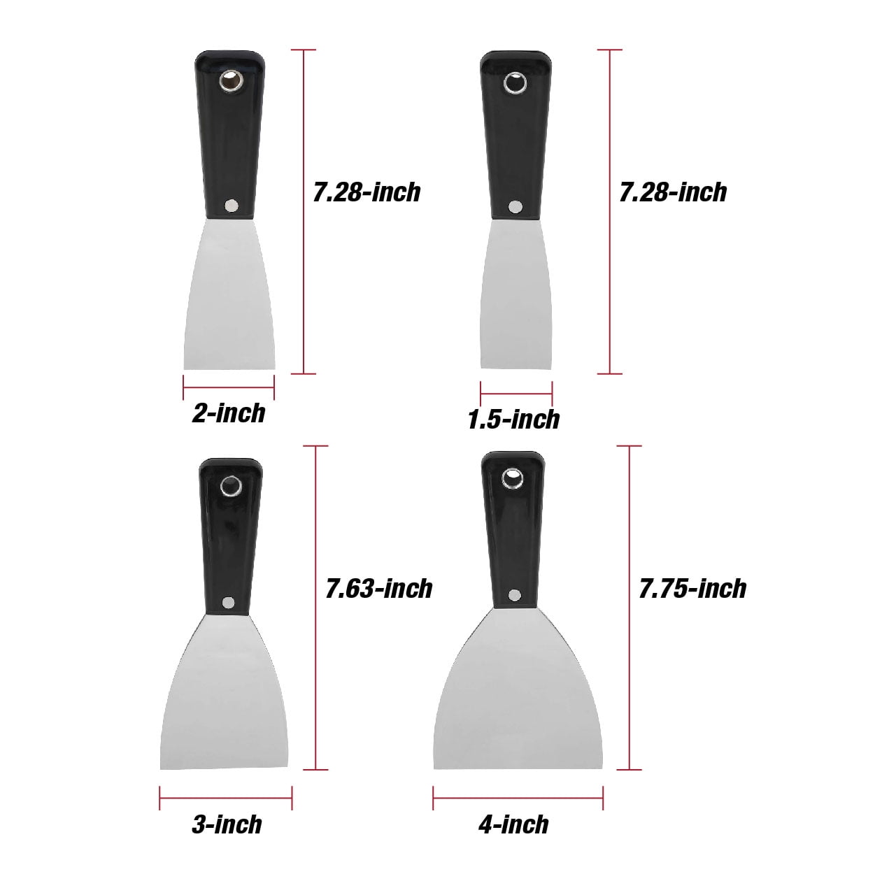 Hyper Tough 4 Piece Putty Knife Set
