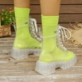 thumbnail image 4 of Fall Transparent Mid Calf Combat Boots for Women Clear Platform Chunky Rubber Rain Rainboots Ankle Booties, 4 of 6