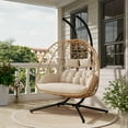 thumbnail image 3 of SWITTE Swing Egg Chair with Stand 2 Person Beige Wicker Egg Chairs Indoor & Outdoor, 3 of 8