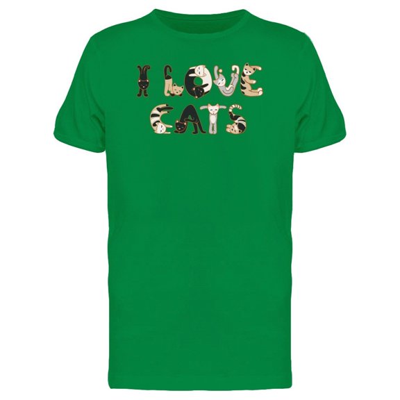 I Love Cats Inscription Slogan Tee Men's -Image by Shutterstock