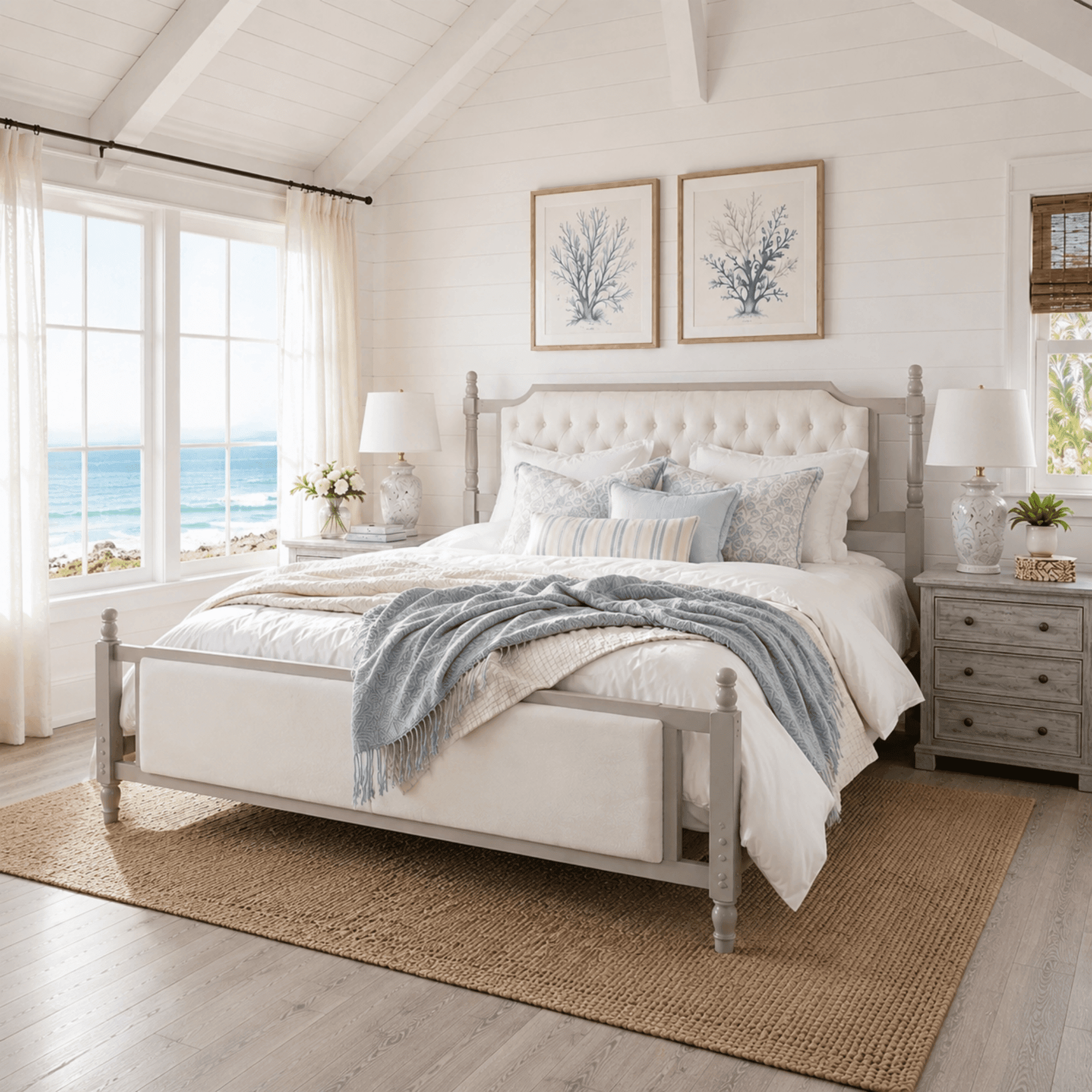Queen Size Upholstered Platform Bed with Button Tufted Headboard, Solid Wood Farmhouse Bed with Velvet Headboard and Footboard, No Box Spring Needed, Modern French Country Style for Bedroom, taupe