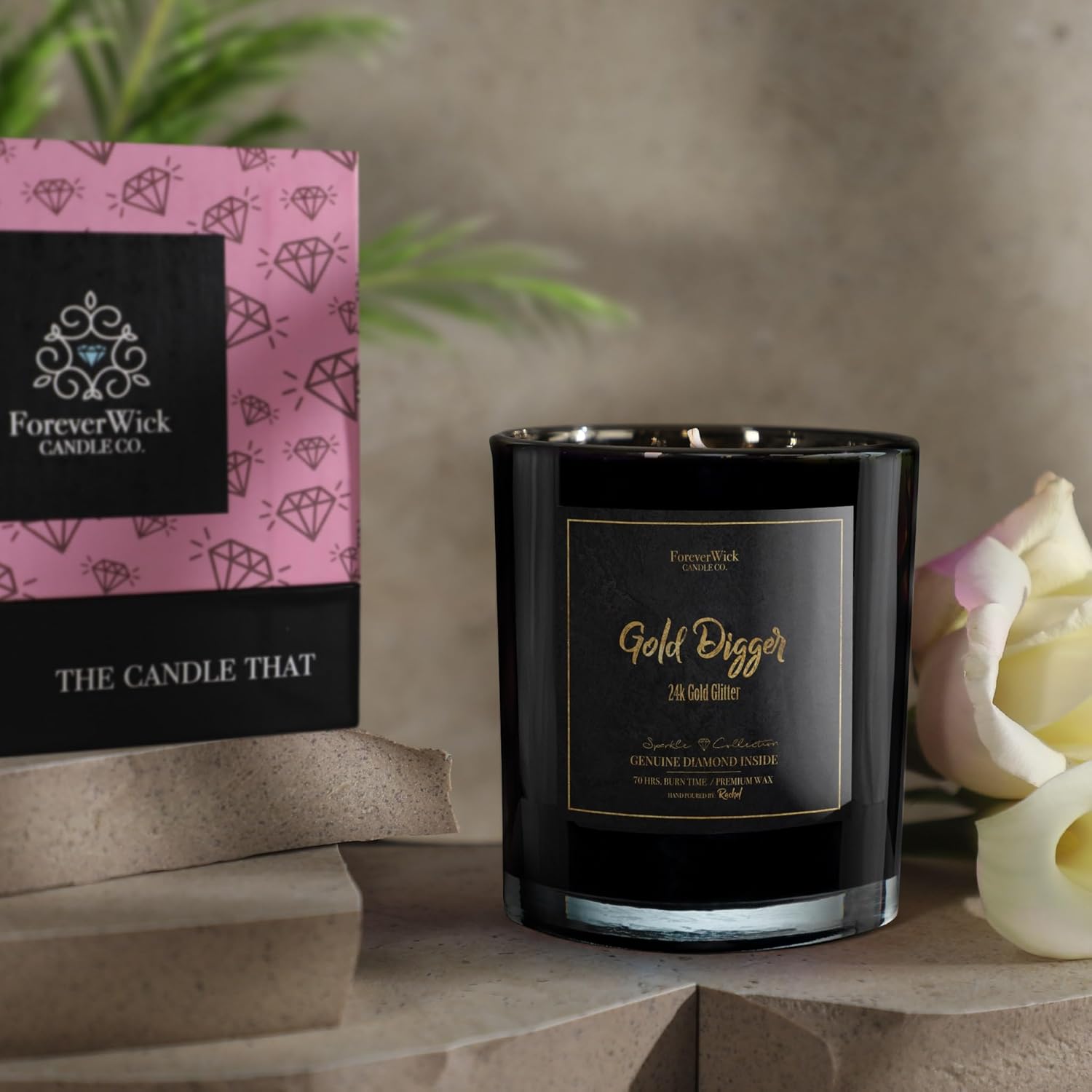 ForeverWick Diamond Candle 14oz Gold Digger Soy Wax Candle With Diamond Inside - Gold Candle, Funny Candle, Humor, Gift, Diamond