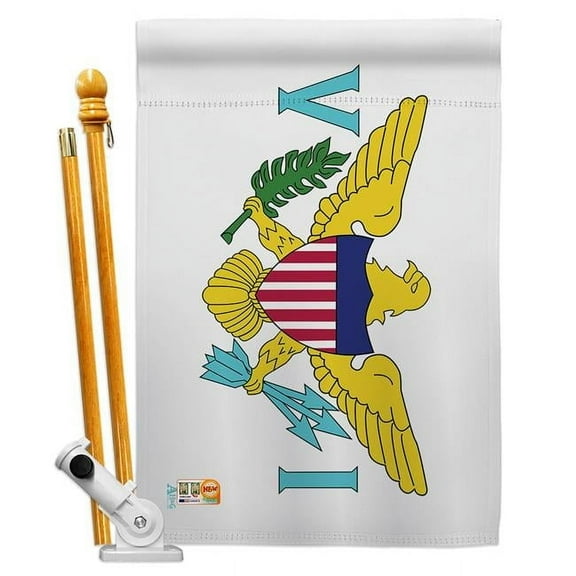 AA-CY-HS-140255-IP-BO-D-US18-AG 28 x 40 in. Virgin Islands Flags of the World Nationality Impressions Decorative Vertical Double Sided House Flag Set & Pole Bracket Hardware Flag Set