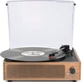 thumbnail image 1 of Tocadiscos WOCKODER Vintage para vinilo con altavoces retro, 1 of 8