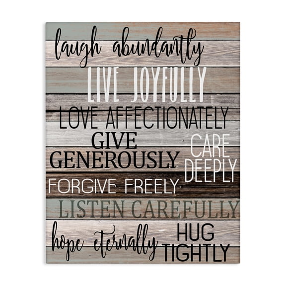 Stupell Industries Farmhouse Rustic Live Joyfully List Canvas Art, 24 x 30, by Kim Allen