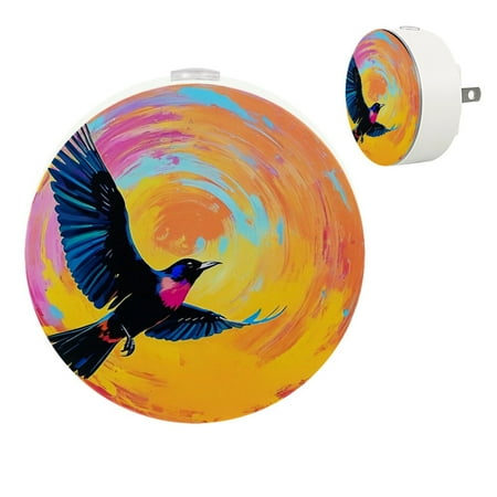 

Plug in Led Night Light with Auto Dusk to Dawn Sensor White Nightlights for Hallway Bedroom Kids Room Kitchen Stairway 2 Pack Abstract Paint Art Pattern Pink Orange