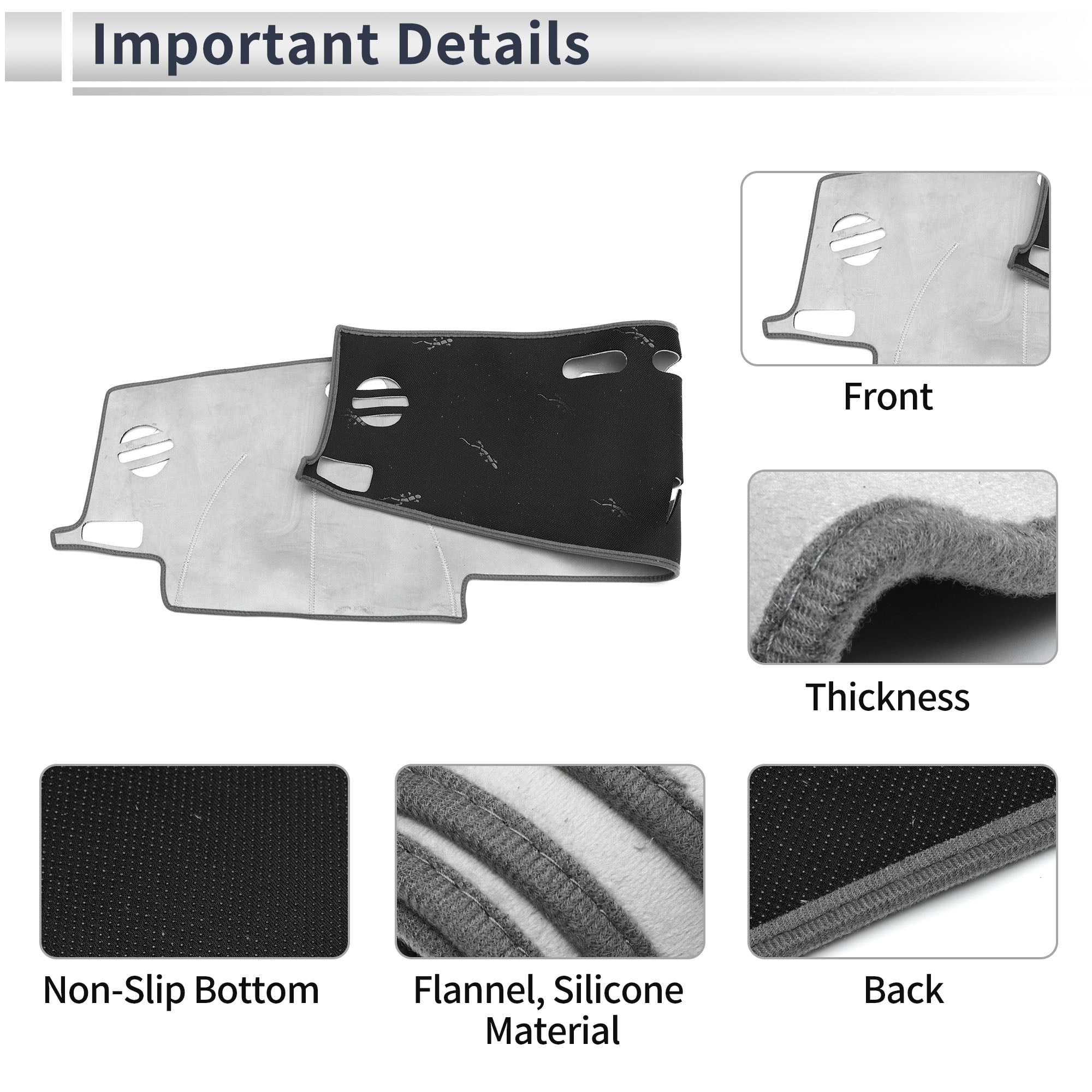 Dashboard Cover Anti-Slip/Anti Dust Dash Cover Mat Carpet for Toyota RAV4 2013-2018 Flannel Gray