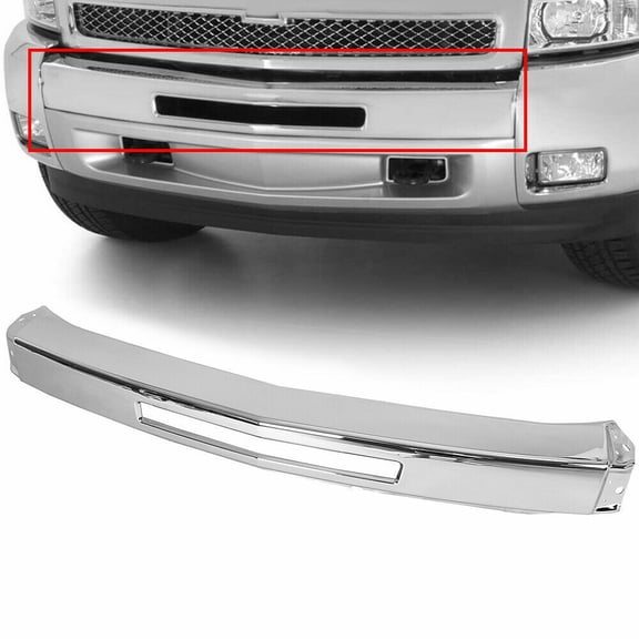 Chevrolet Silverado 1500 Front Bumper Collision Impact Beam - Chrome Steel Reinforcement Rod with OEM-Gauge 2.5" Diameter for 2007-2013 Models