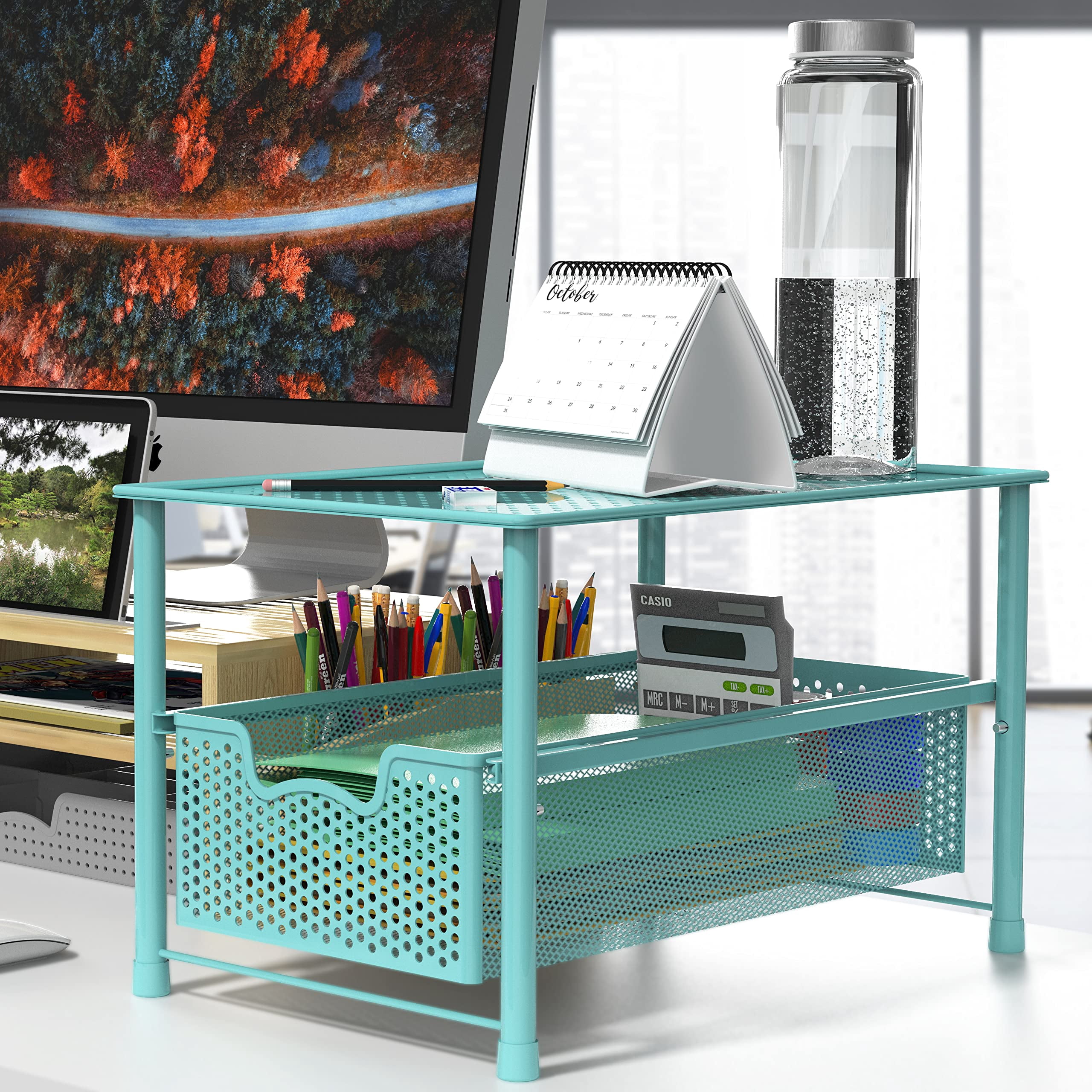 Stackable Under Sink Cabinet Organizer Drawer Sliding Basket Storage White Durable Space Saver
