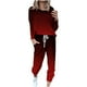 thumbnail image 2 of Puntoco Traje Casual Con Cordón Y Cuello Redondo De Manga Larga Con Estampado Degradado Suelto A La Moda Para Mujer Rojo Xxxl, 2 of 5