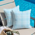 thumbnail image 2 of Throw Pillow Covers 16x16 Inch, Buffalo Plaid Decorative Pillow Cases for Couch Sofa Bed, Sky Blue Cyan Farmhouse Gingham Striped Cotton Linen Square Home Decor Pillowcases with Hidden Zipper, 2 of 9