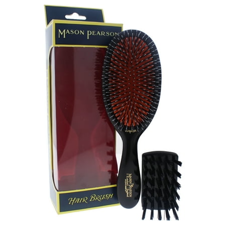 Mason Pearson Junior Mixture Bristle and Nylon Brush - BN2 Dark Ruby by Mason Pearson for Unisex - 2 Pc Hair Brus - 2 Pc Hair Brush and Cleaning