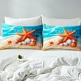 thumbnail image 4 of Erosebridal Orange Starfish Twin Sheet Sets, Sea Beach Bed Sheets Twin, Blue Ocean Bedding Twin Size, Ultra Soft Bedroom Decoration, 3 Pieces, 4 of 7
