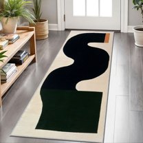 2x6 FT Kitchen Runner Rugs Non Skid Washable, Faux Wool Rug Runners for Hallways Bathroom Carpet Runner, Soft Indoor Modern Floor Rug for Entryway Laundry Room