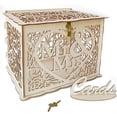 thumbnail image 1 of Jolik Wedding Money Box Holder with Sign, Large Rustic Wood Wooden DIY Envelop Gift Card Shadow Boxes with Lock Slot for Reception Anniversary Graduation Birthday Party Parties (Mr & Mrs), 1 of 8