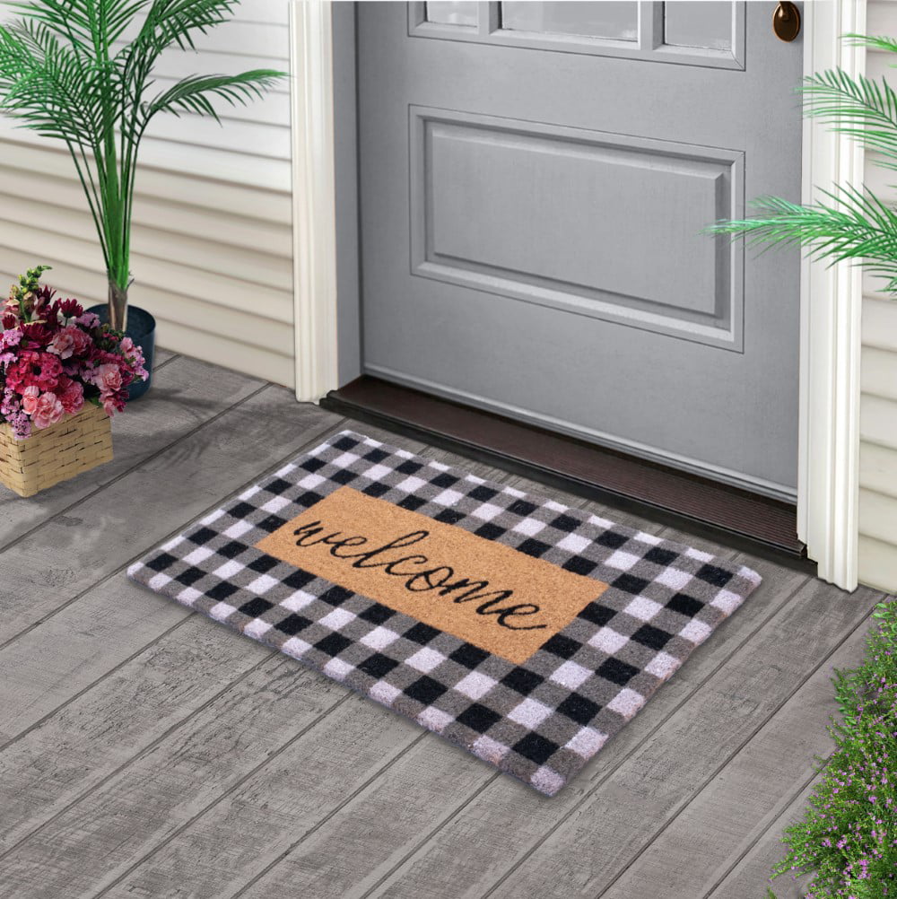 Welcome Mats for Front Door Farmhouse Home Door Mat Rustic Quote Wreath  Doormat
