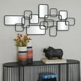 thumbnail image 3 of CosmoLiving by Cosmopolitan Black Metal Geometric Overlapping Rectangle Room Wall Mirror with Wire Rod Outlines, 46" x 1" x 21", 3 of 12